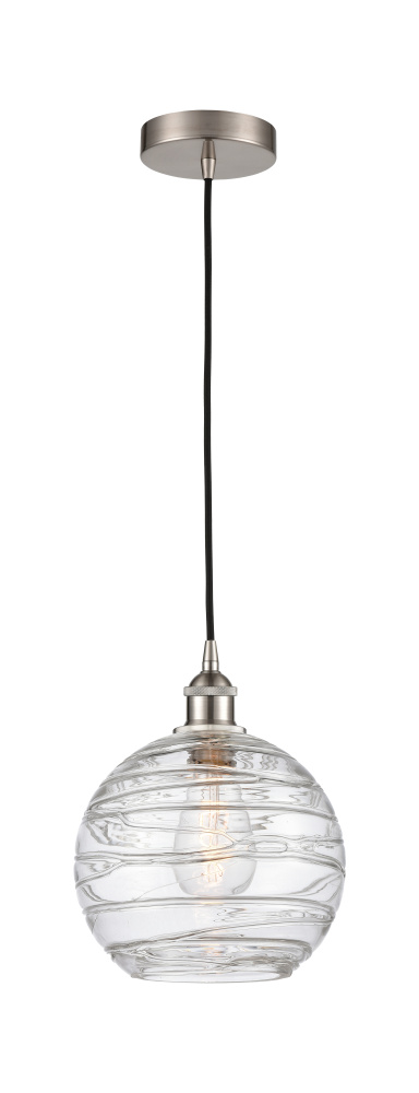 Athens Deco Swirl - 1 Light - 10 inch - Brushed Satin Nickel - Cord hung - Mini Pendant