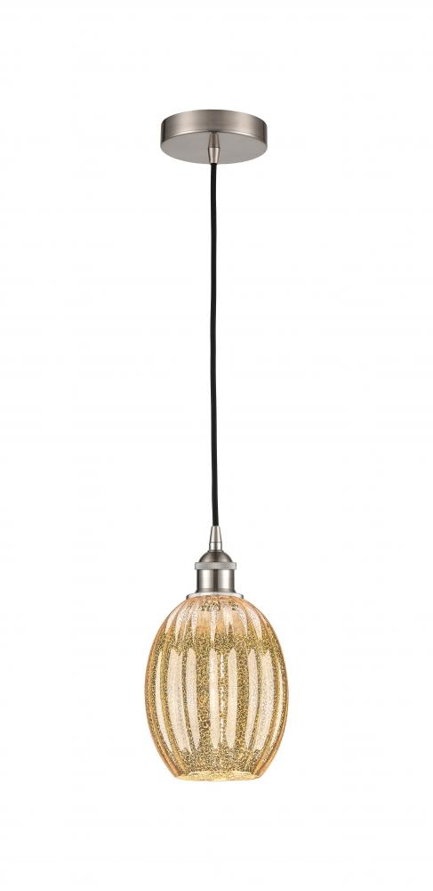 Preston Bulb - 1 Light - 6 inch - Brushed Satin Nickel - Cord hung - Mini Pendant