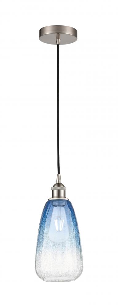 Brookhaven Almond - 1 Light - 6 inch - Brushed Satin Nickel - Cord hung - Mini Pendant