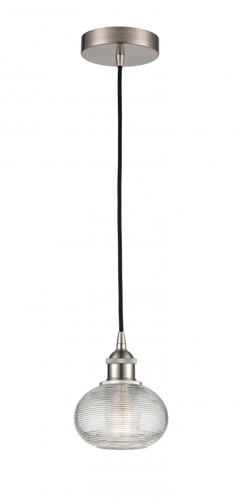 Ithaca - 1 Light - 6 inch - Brushed Satin Nickel - Cord hung - Mini Pendant