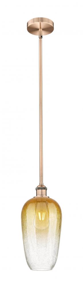 Brookhaven Flute - 1 Light - 7 inch - Antique Copper - Stem hung - Mini Pendant