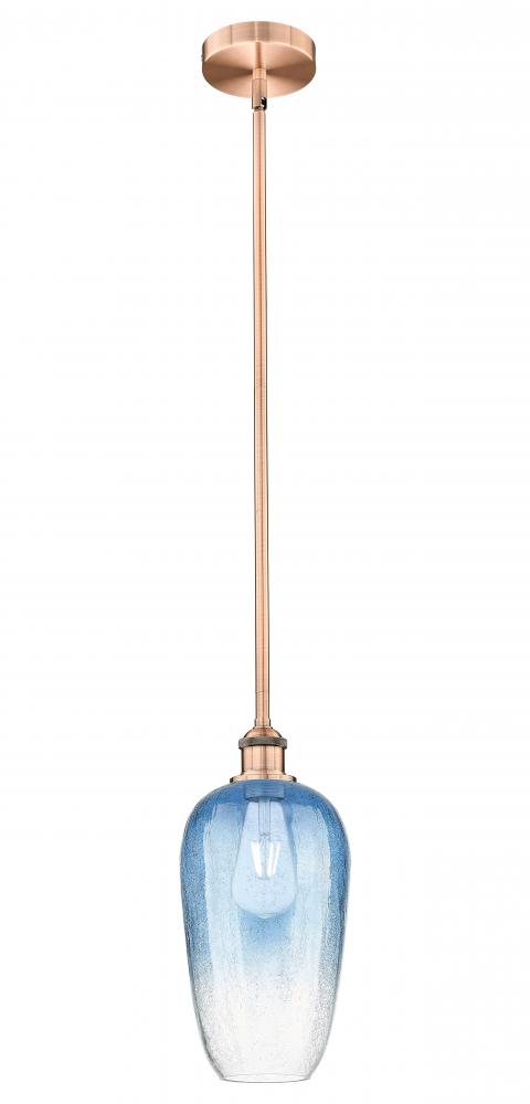 Brookhaven Flute - 1 Light - 7 inch - Antique Copper - Stem hung - Mini Pendant