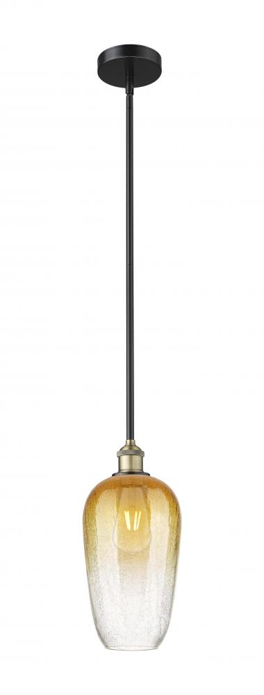 Brookhaven Flute - 1 Light - 7 inch - Black Antique Brass - Stem hung - Mini Pendant