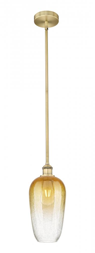 Brookhaven Flute - 1 Light - 7 inch - Brushed Brass - Stem hung - Mini Pendant