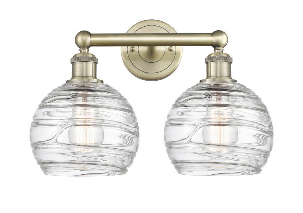 Athens Deco Swirl - 2 Light - 17 inch - Antique Brass - Bath Vanity Light