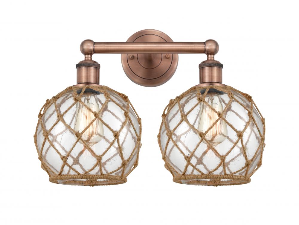Farmhouse Rope - 2 Light - 17 inch - Antique Copper - Bath Vanity Light