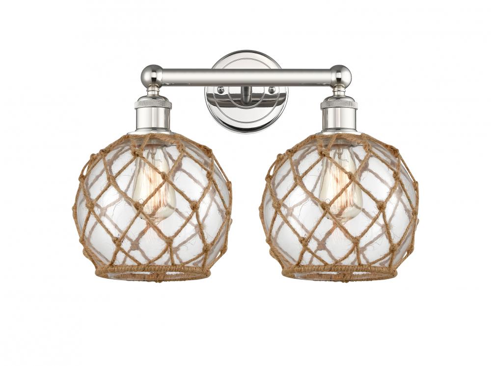 Farmhouse Rope - 2 Light - 17 inch - Polished Nickel - Bath Vanity Light