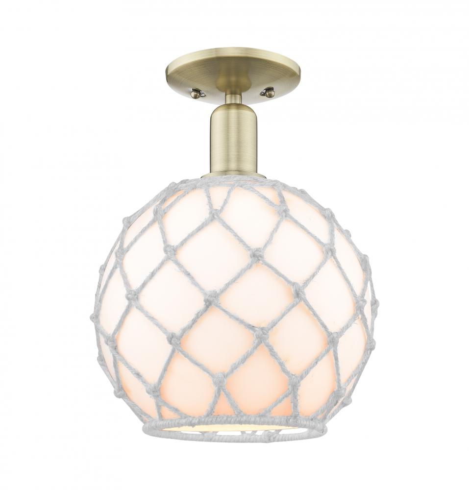 Farmhouse Rope - 1 Light - 10 inch - Antique Brass - Semi-Flush Mount