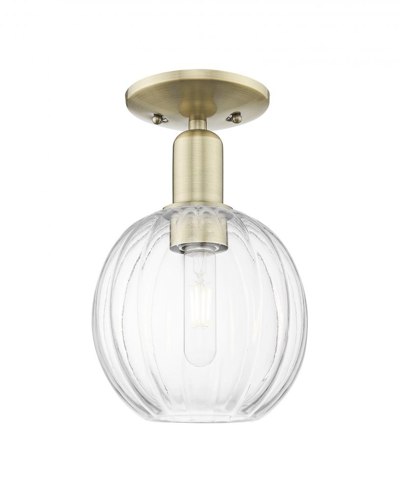 Preston Globe - 1 Light - 6 inch - Antique Brass - Semi-Flush Mount