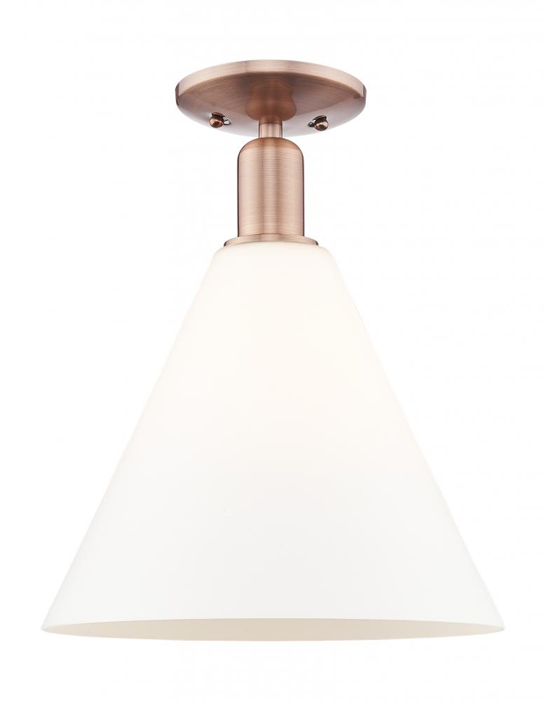 Berkshire Glass - 1 Light - 12 inch - Antique Copper - Semi-Flush Mount