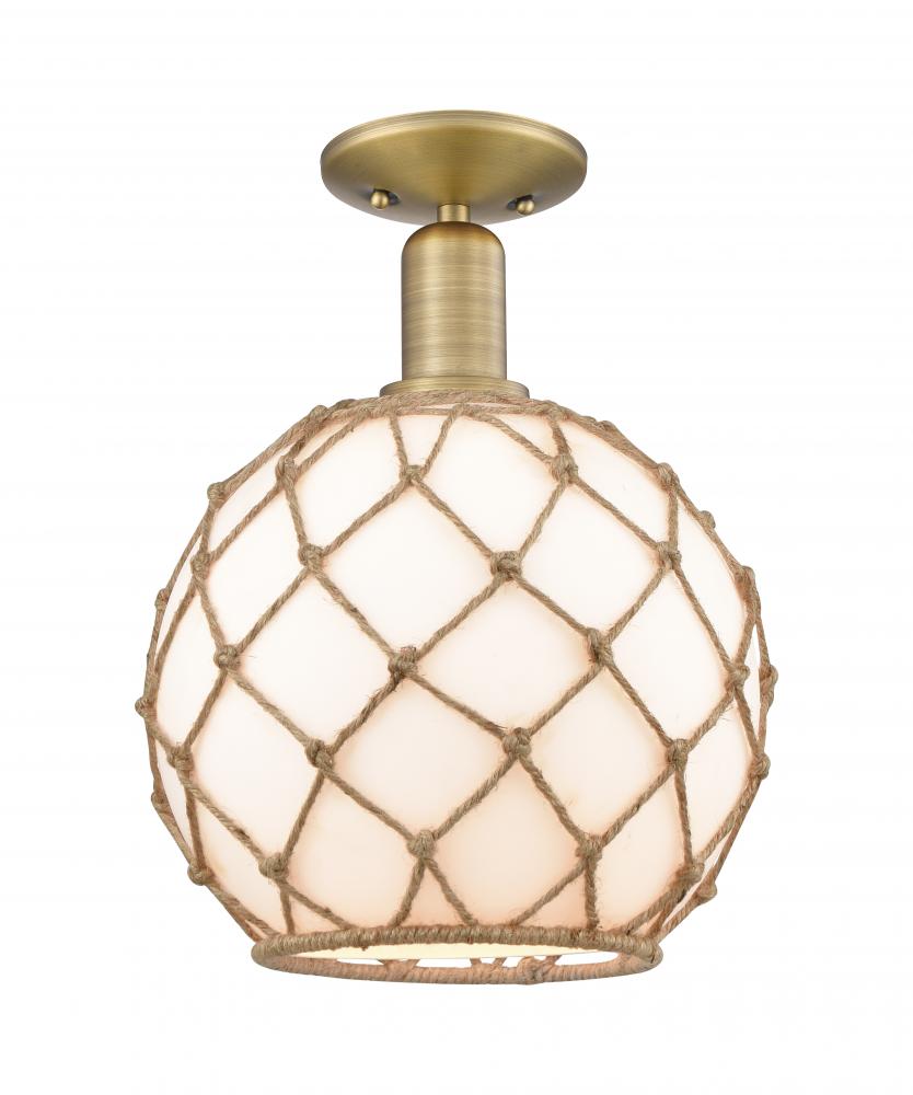 Farmhouse Rope - 1 Light - 10 inch - Brushed Brass - Semi-Flush Mount
