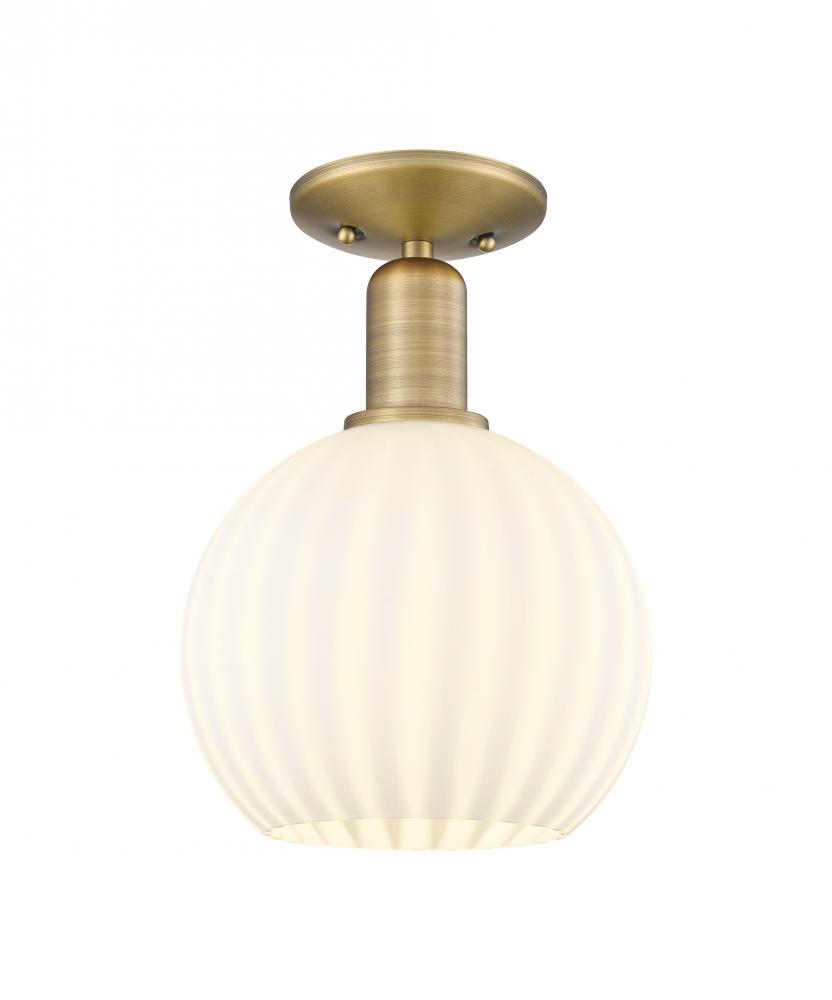 White Venetian - 1 Light - 8 inch - Brushed Brass - Semi-Flush Mount