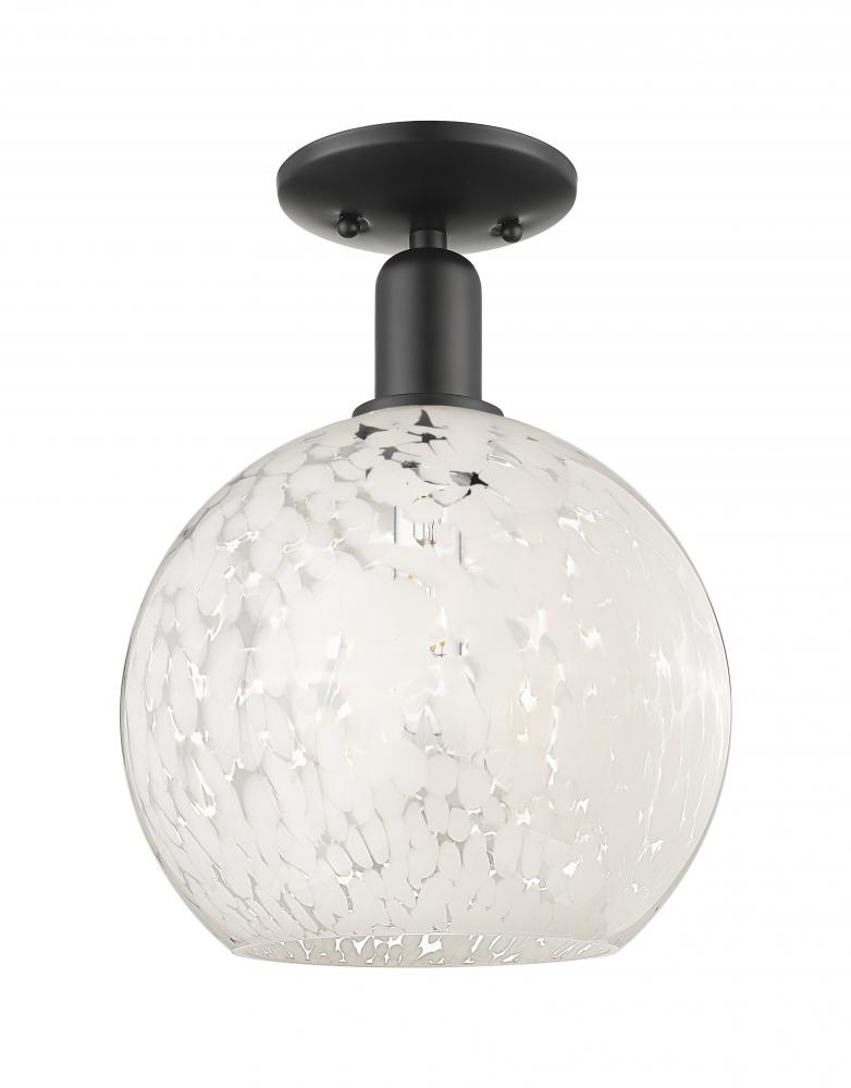 White Mouchette - 1 Light - 10 inch - Matte Black - Semi-Flush Mount