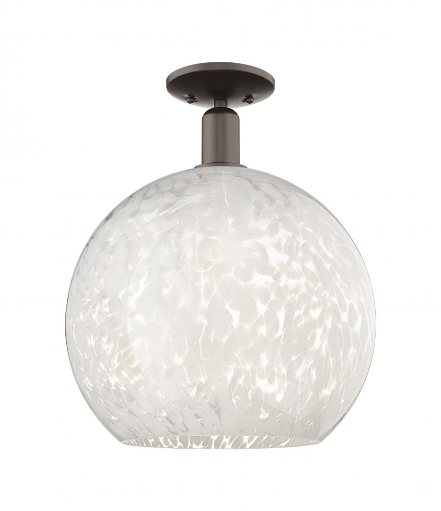 White Mouchette - 1 Light - 14 inch - Oil Rubbed Bronze - Semi-Flush Mount