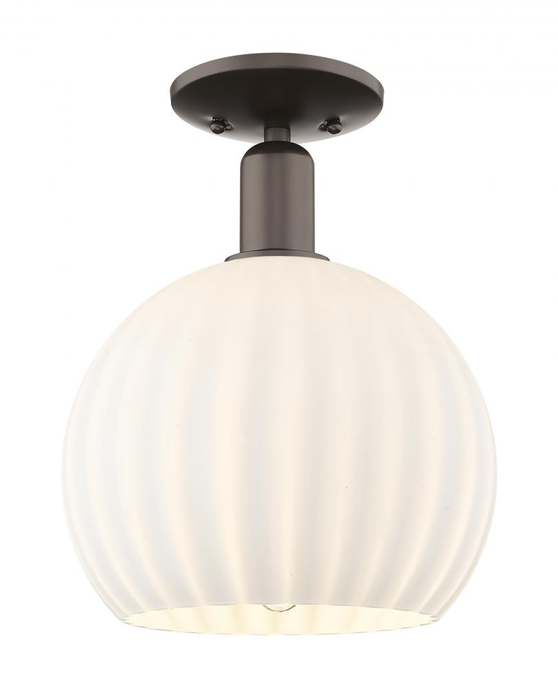 White Venetian - 1 Light - 10 inch - Oil Rubbed Bronze - Semi-Flush Mount