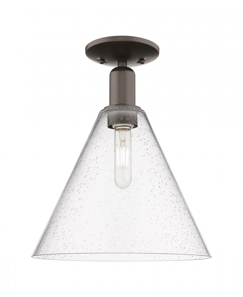 Berkshire Glass - 1 Light - 12 inch - Oil Rubbed Bronze - Semi-Flush Mount