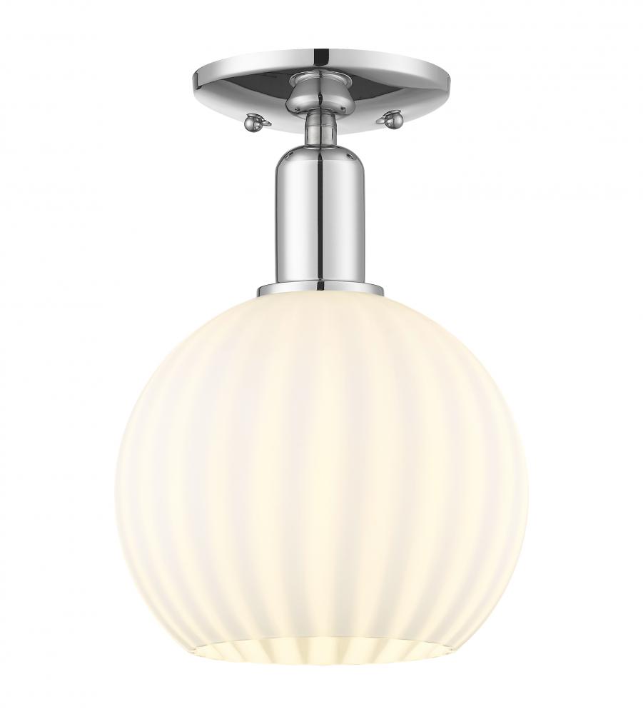 White Venetian - 1 Light - 8 inch - Polished Chrome - Semi-Flush Mount