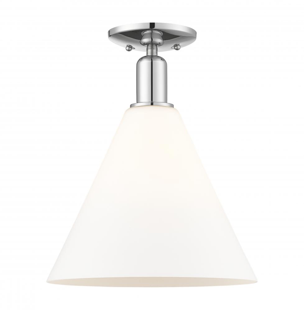 Berkshire Glass - 1 Light - 12 inch - Polished Chrome - Semi-Flush Mount