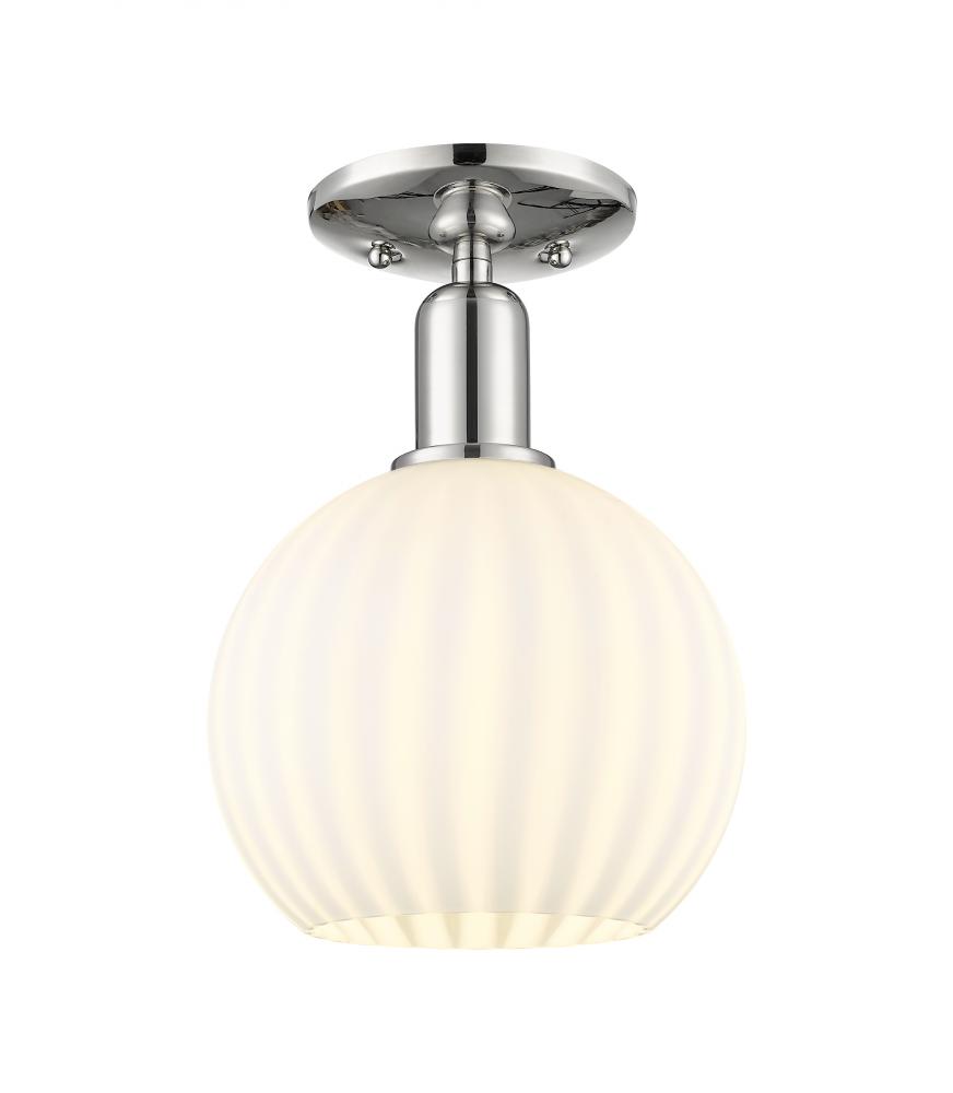 White Venetian - 1 Light - 8 inch - Polished Nickel - Semi-Flush Mount