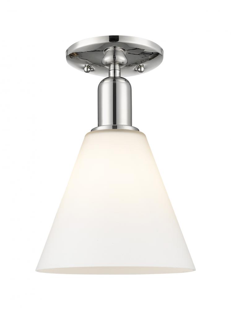Berkshire Glass - 1 Light - 8 inch - Polished Nickel - Semi-Flush Mount