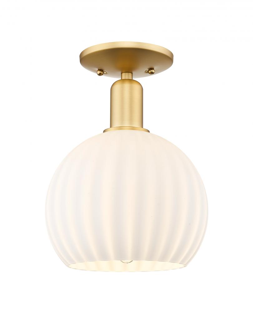 White Venetian - 1 Light - 10 inch - Satin Gold - Semi-Flush Mount