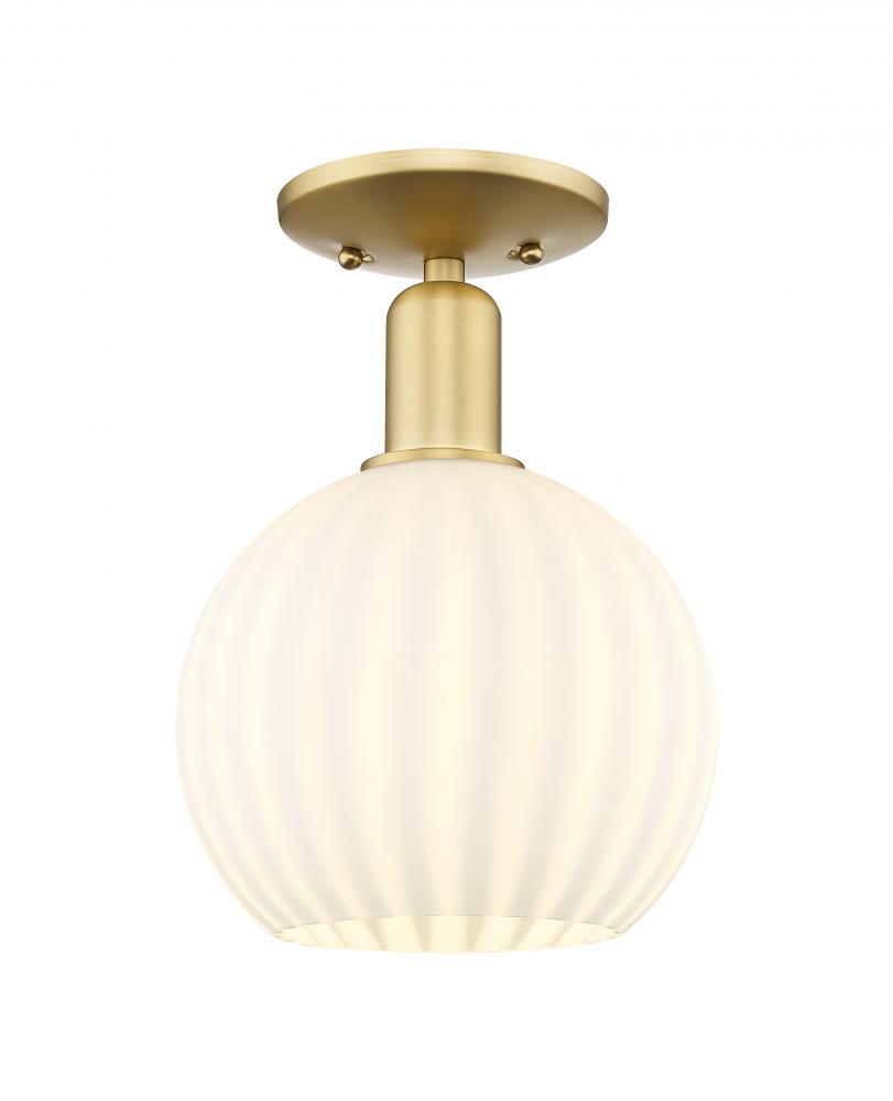White Venetian - 1 Light - 8 inch - Satin Gold - Semi-Flush Mount