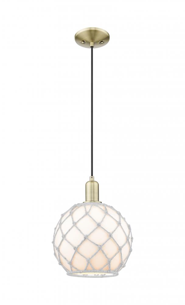 Farmhouse Rope - 1 Light - 10 inch - Antique Brass - Cord hung - Mini Pendant