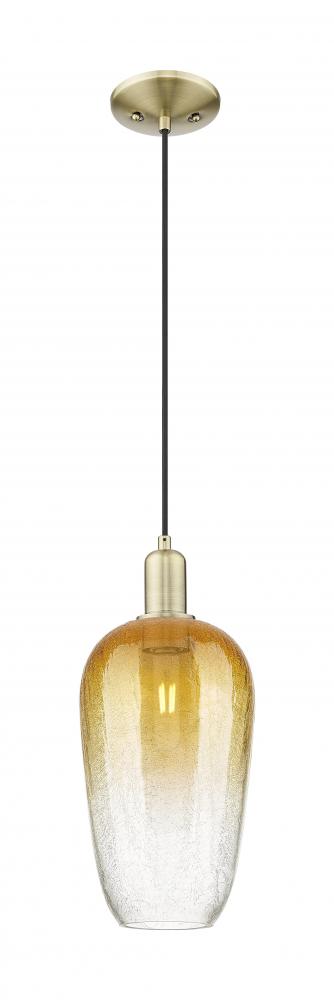 Brookhaven Flute - 1 Light - 6 inch - Antique Brass - Cord hung - Mini Pendant