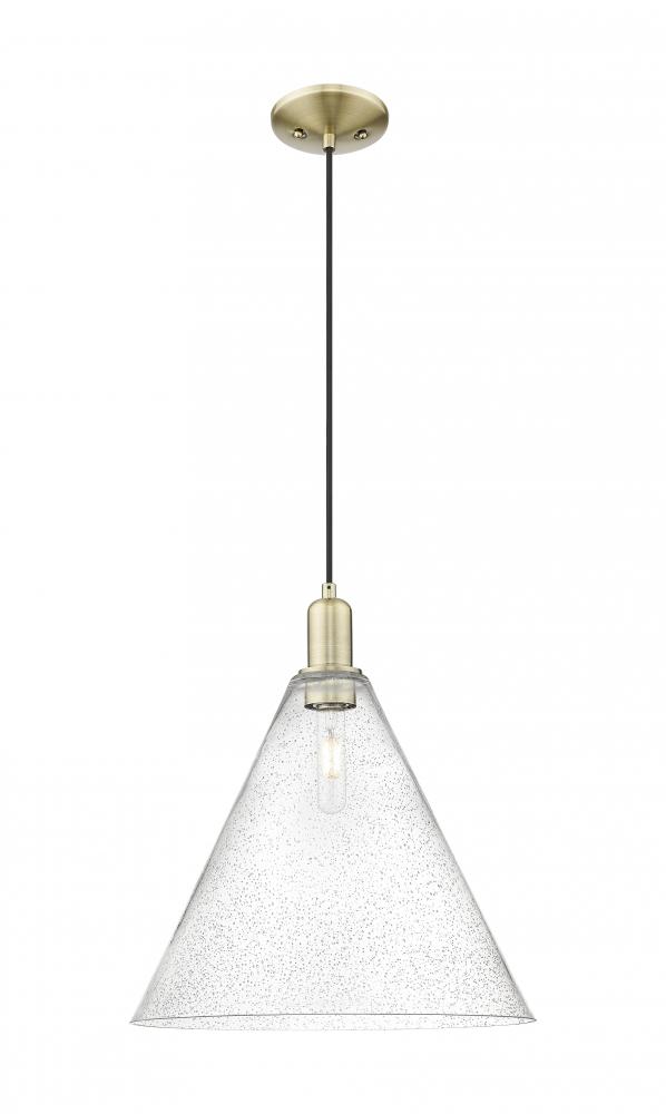 Berkshire Glass - 1 Light - 16 inch - Antique Brass - Cord hung - Mini Pendant