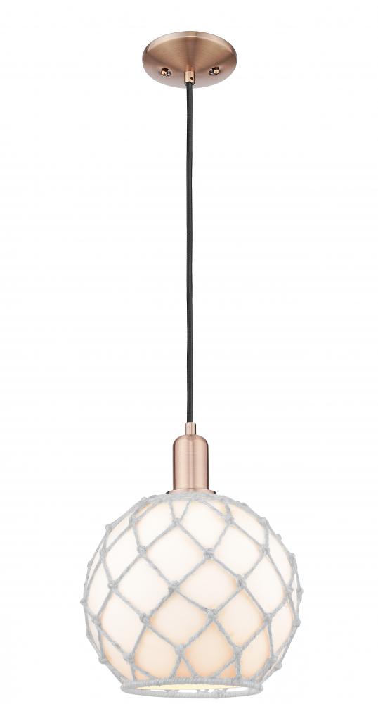 Farmhouse Rope - 1 Light - 10 inch - Antique Copper - Cord hung - Mini Pendant