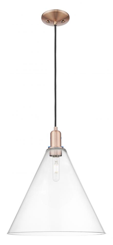 Berkshire Glass - 1 Light - 16 inch - Antique Copper - Cord hung - Mini Pendant