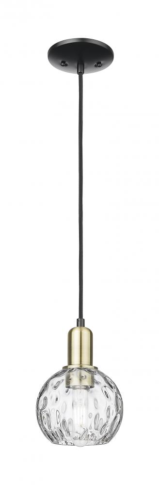 Athens Water Glass - 1 Light - 6 inch - Black Antique Brass - Cord hung - Mini Pendant