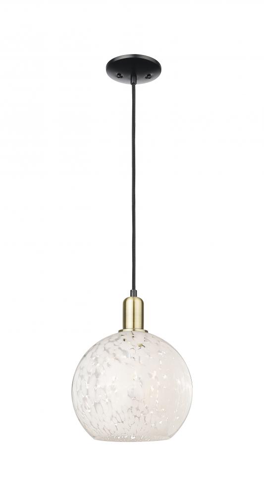 White Mouchette - 1 Light - 10 inch - Black Antique Brass - Cord hung - Mini Pendant