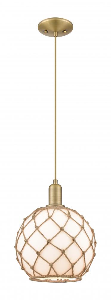 Farmhouse Rope - 1 Light - 10 inch - Brushed Brass - Cord hung - Mini Pendant