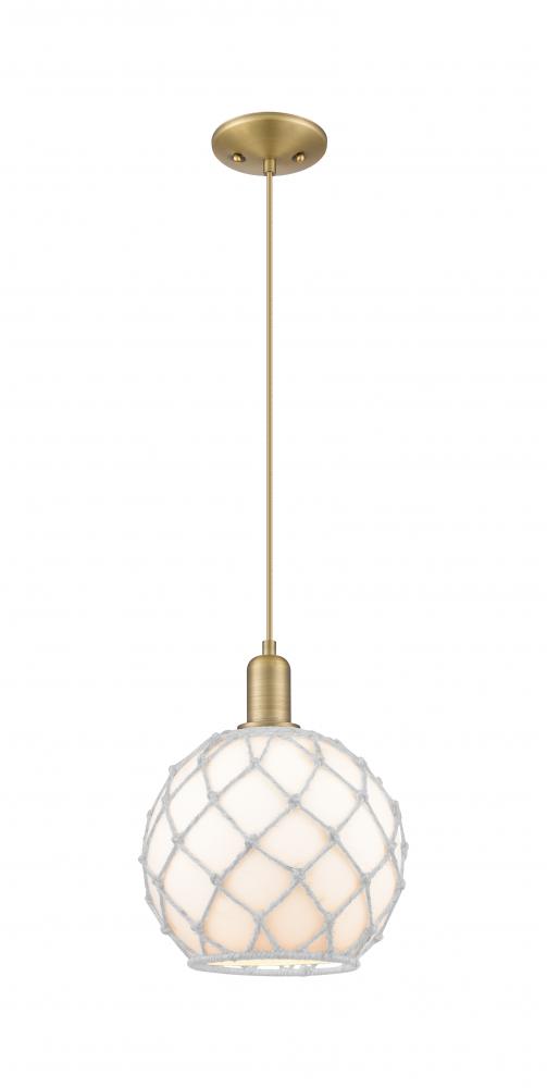 Farmhouse Rope - 1 Light - 10 inch - Brushed Brass - Cord hung - Mini Pendant