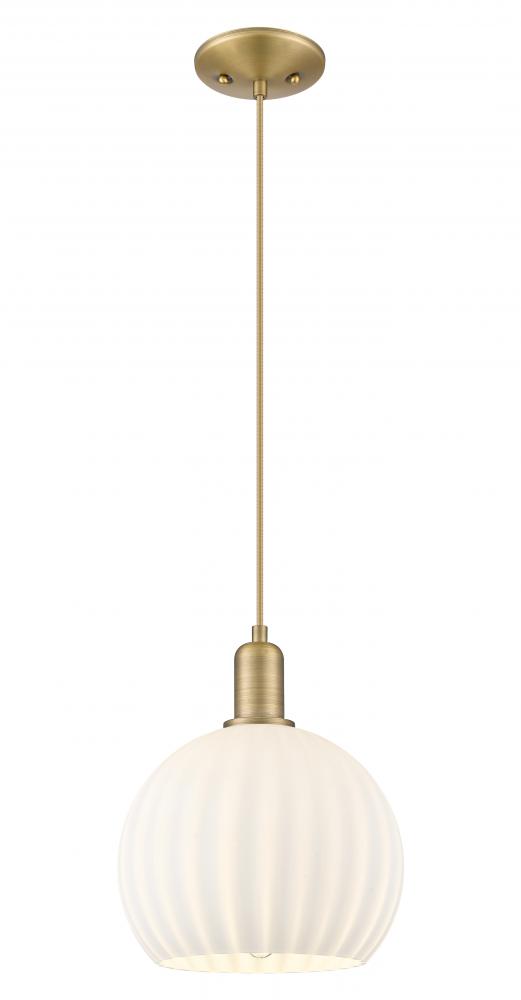 White Venetian - 1 Light - 10 inch - Brushed Brass - Cord hung - Mini Pendant