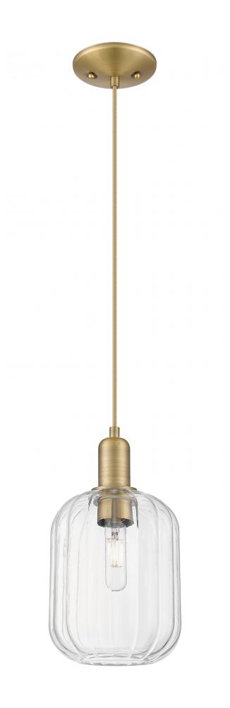 Preston Cylinder - 1 Light - 6 inch - Brushed Brass - Cord hung - Mini Pendant