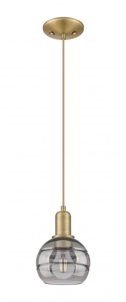 Rochester - 1 Light - 6 inch - Brushed Brass - Cord hung - Mini Pendant