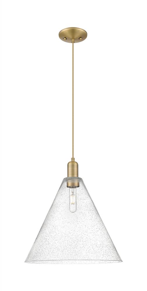 Berkshire Glass - 1 Light - 16 inch - Brushed Brass - Cord hung - Mini Pendant