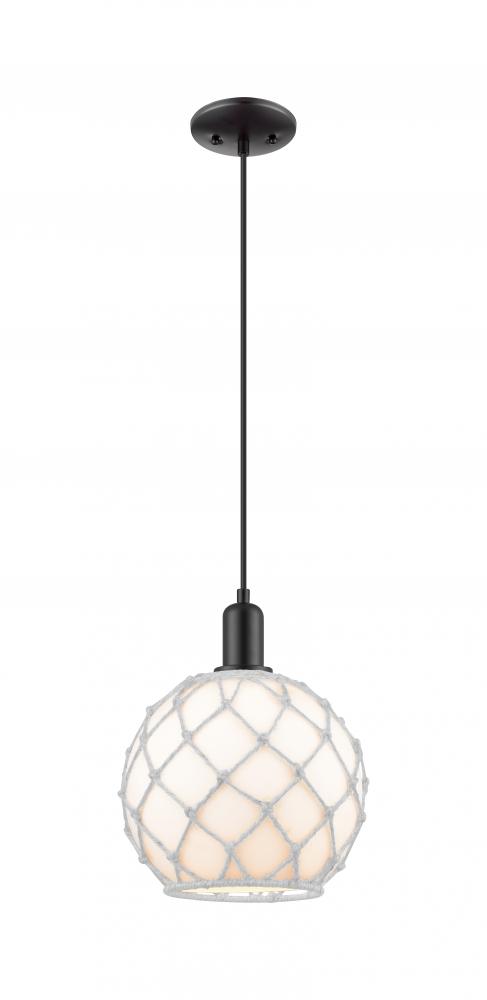 Farmhouse Rope - 1 Light - 10 inch - Matte Black - Cord hung - Mini Pendant