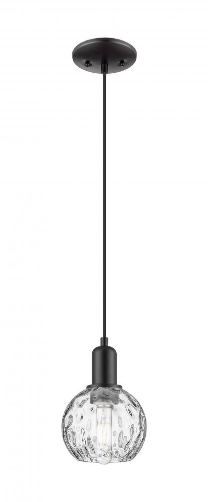 Athens Water Glass - 1 Light - 6 inch - Matte Black - Cord hung - Mini Pendant