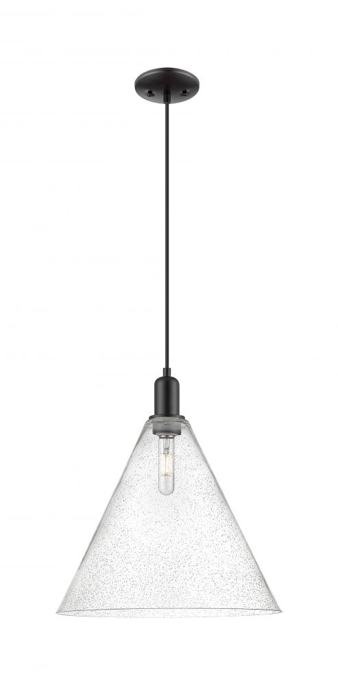 Berkshire Glass - 1 Light - 16 inch - Matte Black - Cord hung - Mini Pendant