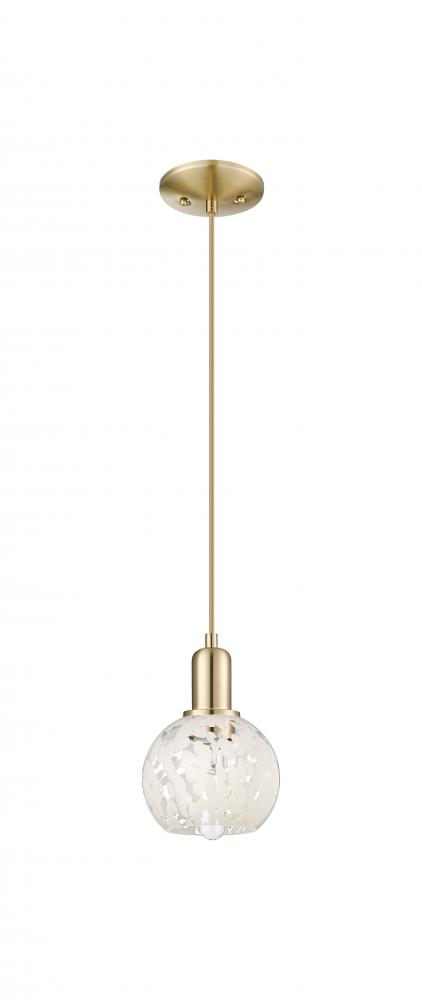 White Mouchette - 1 Light - 6 inch - Champagne Bronze - Cord hung - Mini Pendant
