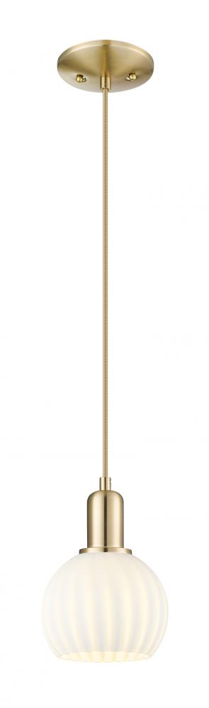 White Venetian - 1 Light - 6 inch - Champagne Bronze - Cord hung - Mini Pendant