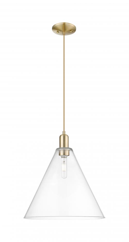 Berkshire Glass - 1 Light - 16 inch - Champagne Bronze - Cord hung - Mini Pendant