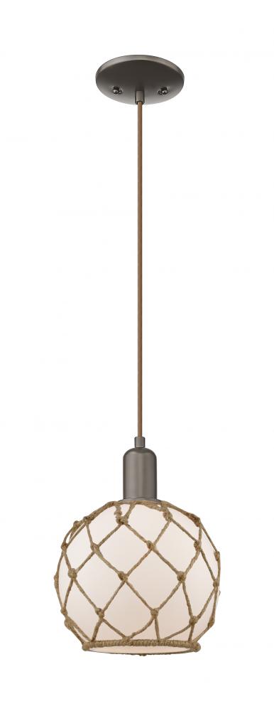 Farmhouse Rope - 1 Light - 8 inch - Oil Rubbed Bronze - Cord hung - Mini Pendant