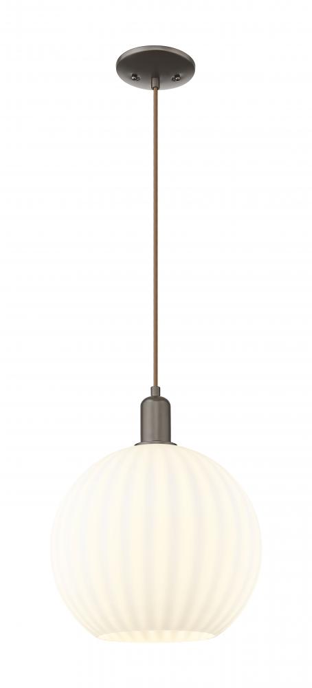 White Venetian - 1 Light - 12 inch - Oil Rubbed Bronze - Cord hung - Mini Pendant