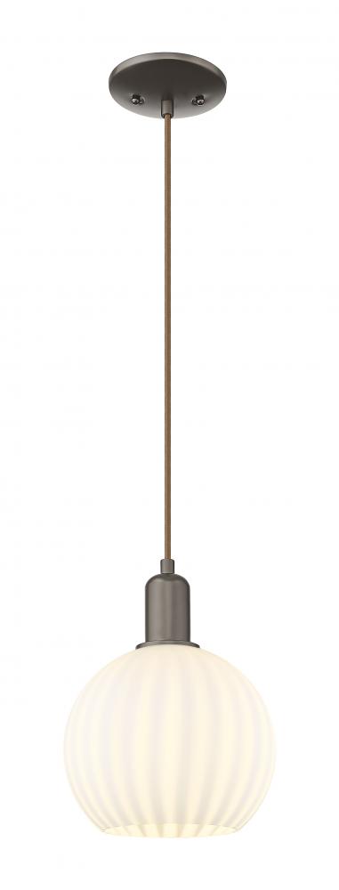 White Venetian - 1 Light - 8 inch - Oil Rubbed Bronze - Cord hung - Mini Pendant