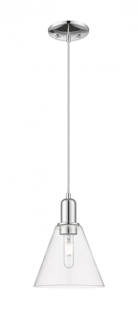 Berkshire Glass - 1 Light - 8 inch - Polished Chrome - Cord hung - Mini Pendant