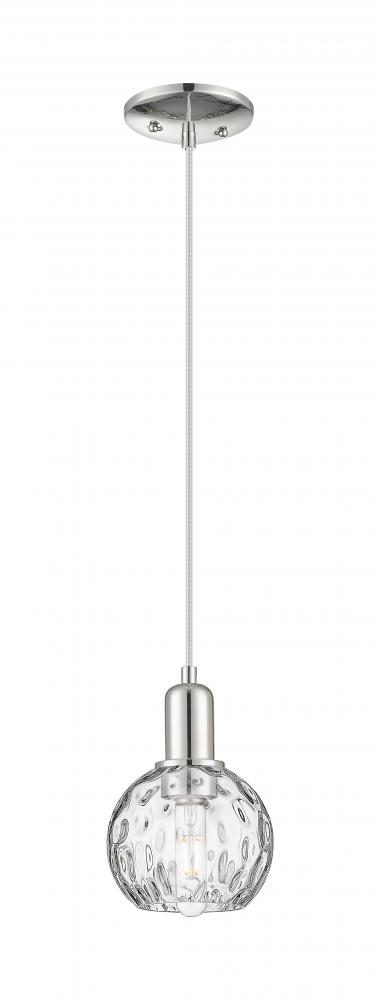 Athens Water Glass - 1 Light - 6 inch - Polished Nickel - Cord hung - Mini Pendant
